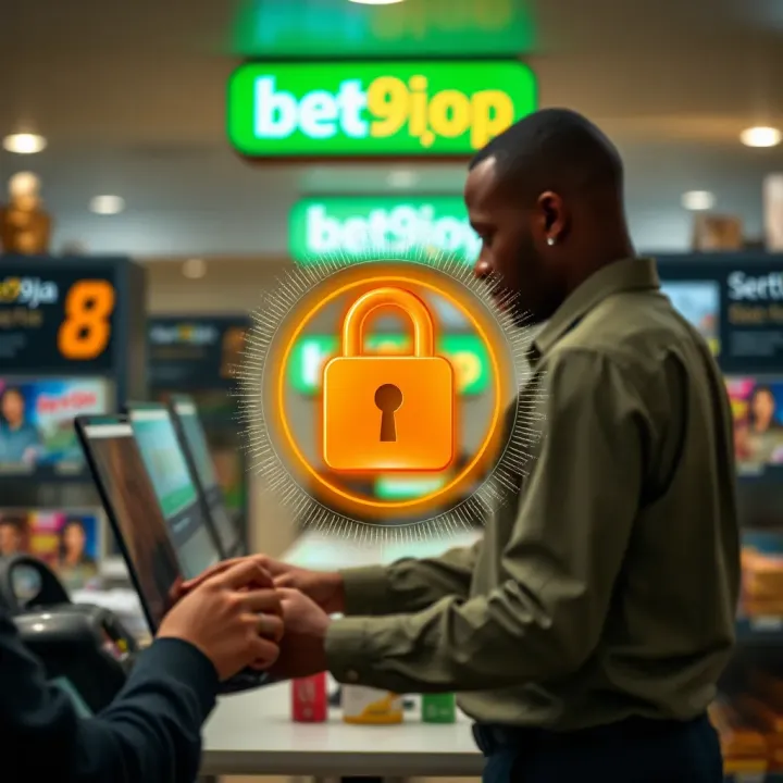 Illustration of secure online transaction highlighting safety features for Bet9ja Shop users