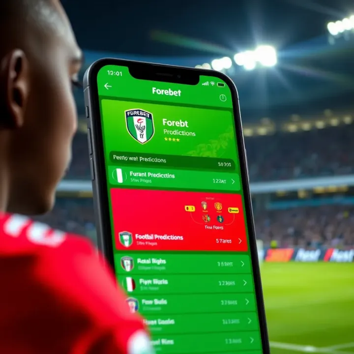 User interface of Forebet app showing football match predictions for Nigerian leagues