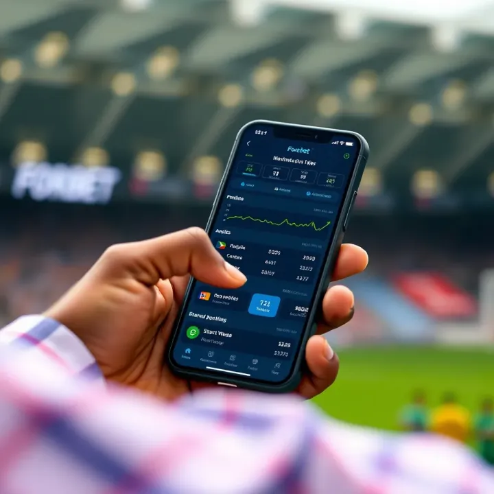 User navigating Forebet app on mobile device with betting tips and analytics