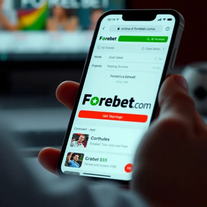 Mobile device displaying an older version of Forebet's website interface