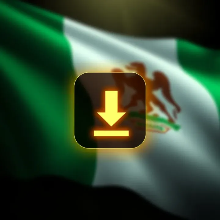 Safe download icon with Nigerian flag background representing secure app installation